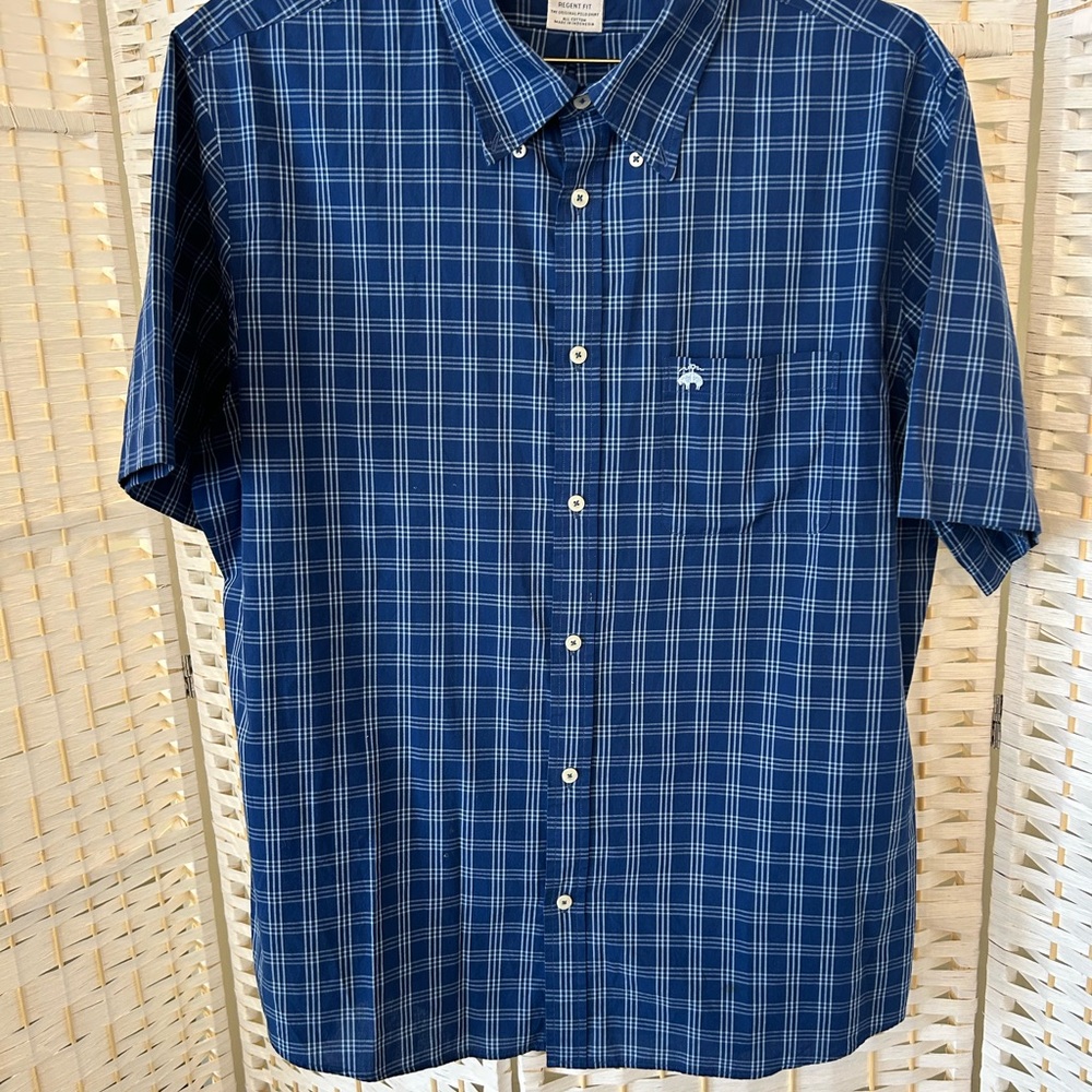 Brooks Brothers Navy Checkered Button Down Shirt